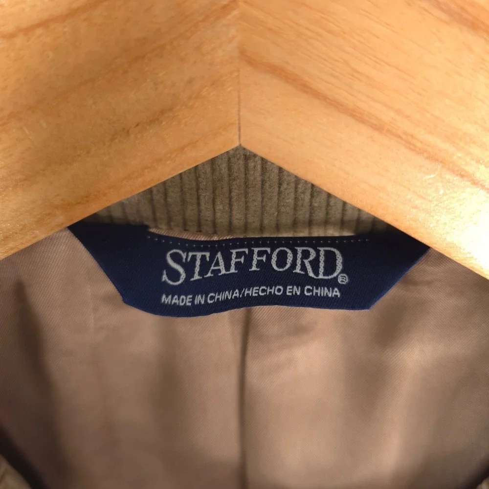 Stafford Blazer‎ Mens 42R Brown Corduroy Sport Coat Two Button Jacket Cotton
